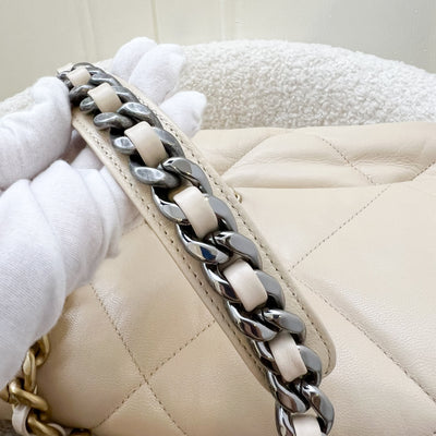 Chanel 19 Medium Flap in Light Beige Lambskin and 3-Tone Hardware