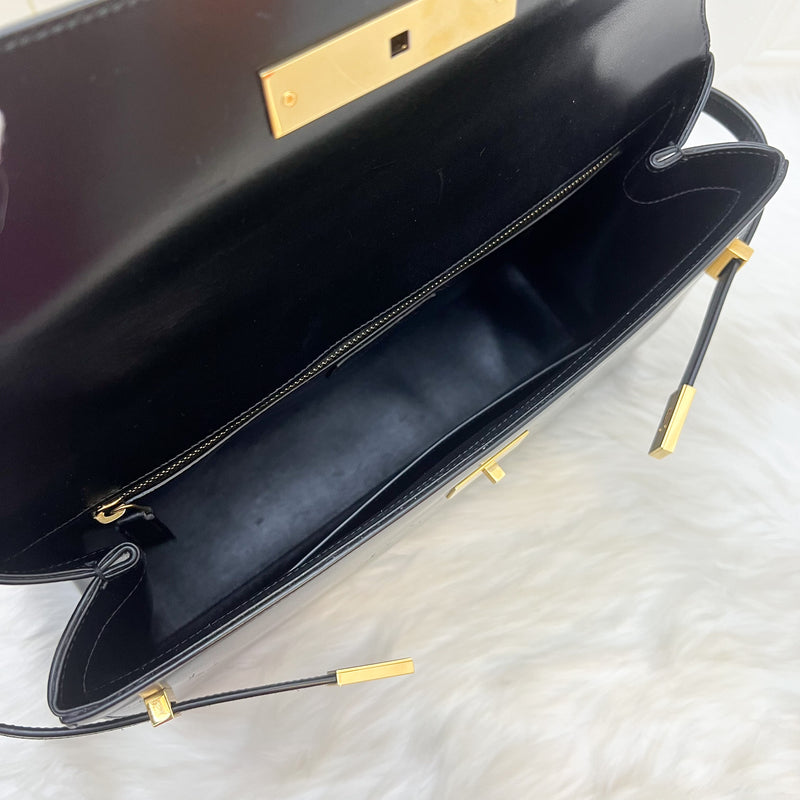 Saint Laurent YSL Manhattan Top Handle Large in Black Box Leather and GHW