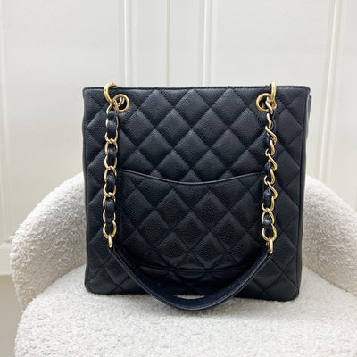 Chanel Petite Shopping Tote PST in Black Caviar and GHW