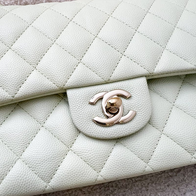 Chanel Medium Classic Flap CF in 22C Apple Green Caviar and LGHW