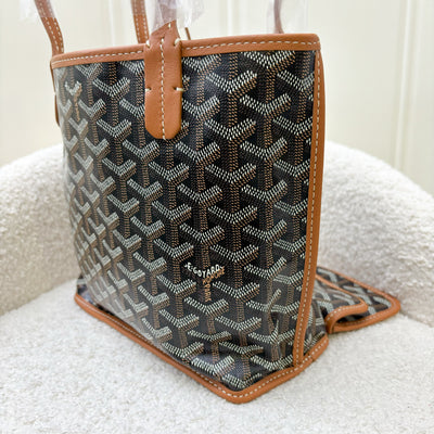 Goyard Mini Anjou in Black Goyardine Canvas with Camel Trim