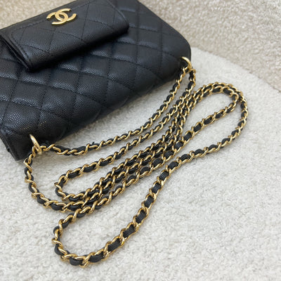 Chanel 22A Seasonal Wallet on Chain WOC in Black Caviar and GHW