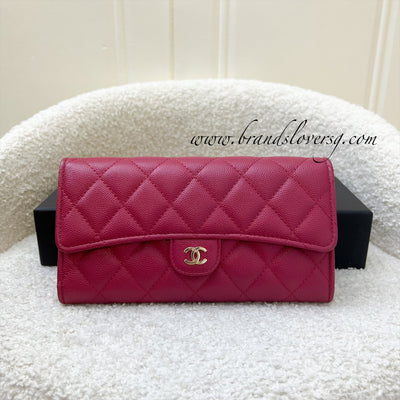 Chanel Classic Long Wallet in Raspberry Pink Caviar and LGHW