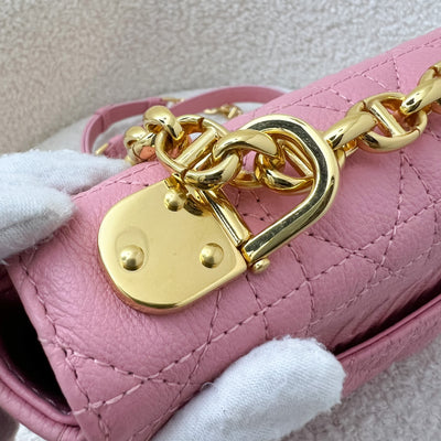 Dior Small Caro Flap Bag in Pink Calfskin GHW