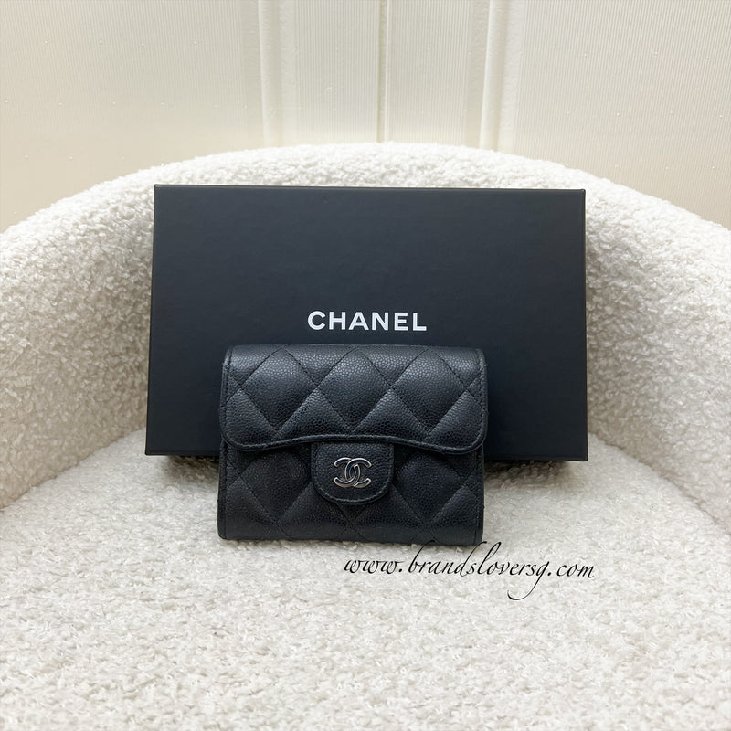 Chanel Classic XL Card Holder / Small Wallet in Black Iridescent Caviar and SHW