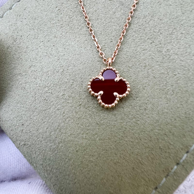 Van Cleef & Arpels VCA Sweet Alhambra Pendant with Carnelian and 18K Rose Gold