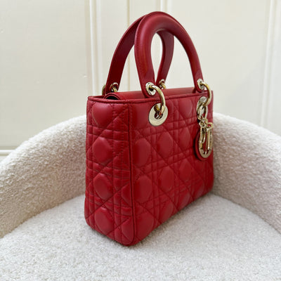 Dior Small MyLadyDior Lady Dior in Red Lambskin and LGHW