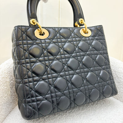 Dior Medium Lady Dior in Black Lambskin and GHW