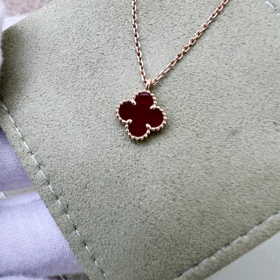 Van Cleef & Arpels VCA Sweet Alhambra Pendant with Carnelian and 18K Rose Gold