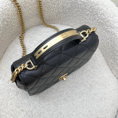 Chanel Seasonal Mini Bag with Top Handle in Black Caviar and AGHW