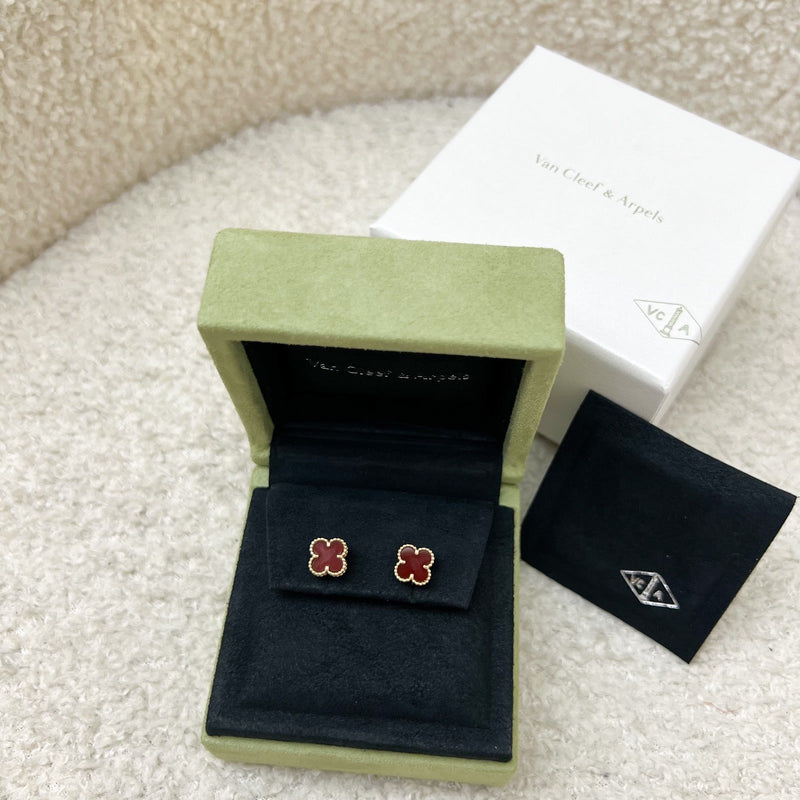 Van Cleef & Arpels VCA Sweet Alhambra Earrings with Carnelian in 18K Rose Gold (Ref: VCARN6BO00)