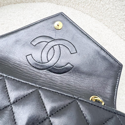 Chanel Vintage XL CC Logo Pushlock Mini Flap Bag in Black Lambskin and GHW