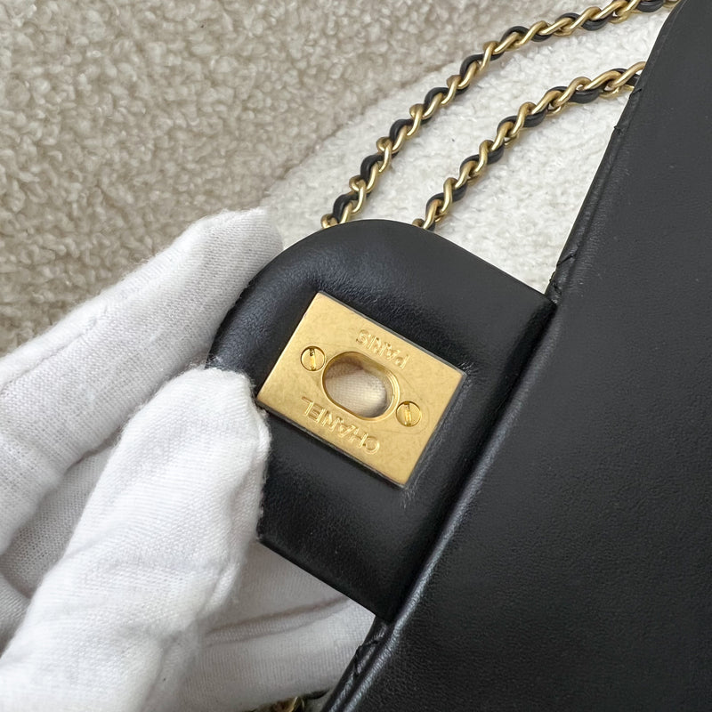 Chanel 22S Pearl Crush Mini Rectangle Flap in Black Lambskin and AGHW