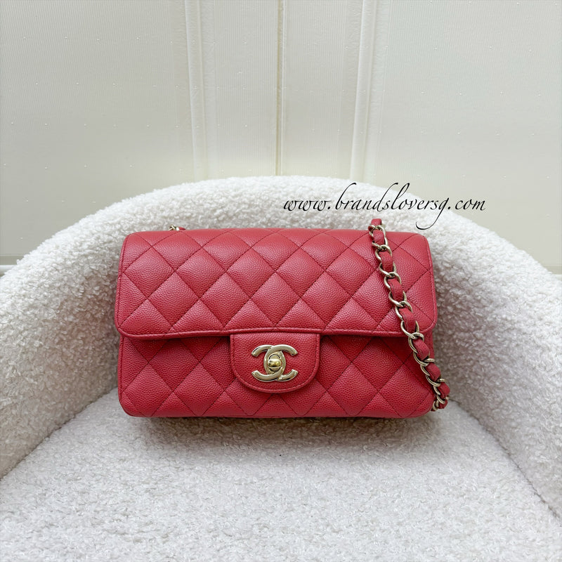 Chanel Classic Mini Rectangle Flap in 17C Dark Pink Caviar LGHW