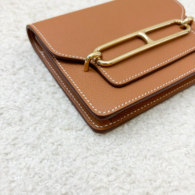 Hermes Roulis Slim in Gold Evercolor Leather and LGHW