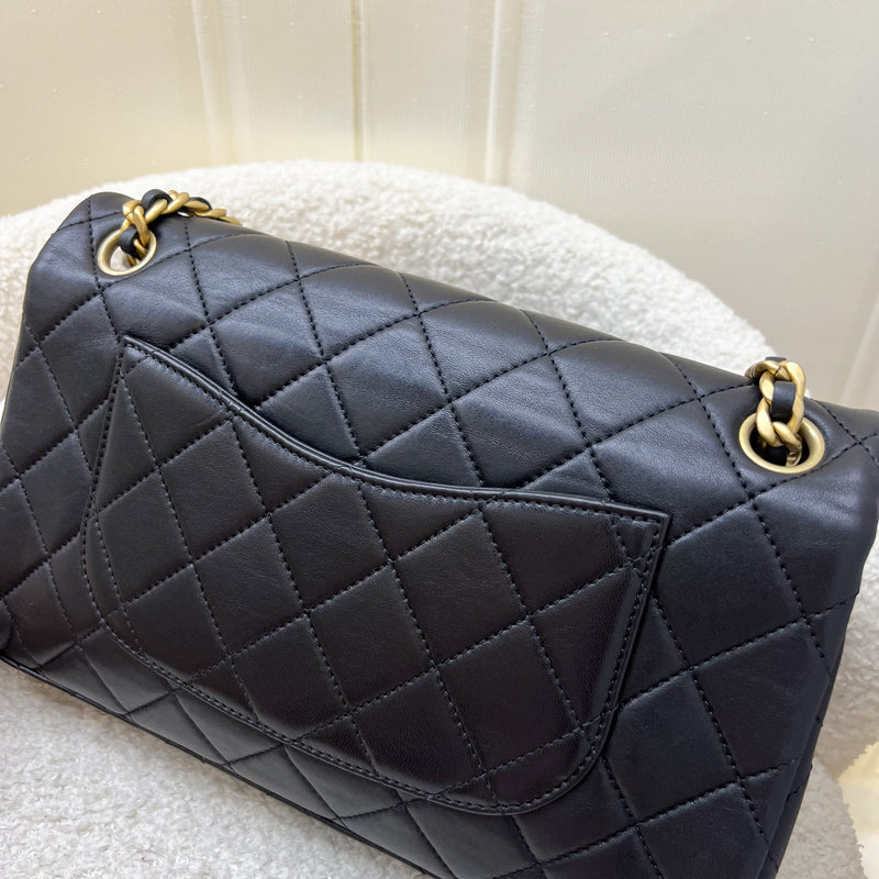 Chanel 23P Seasonal Flap Bag in Black Lambskin and AGHW