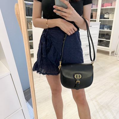 Dior Medium Bobby Flap Bag in Black Calfskin and GHW