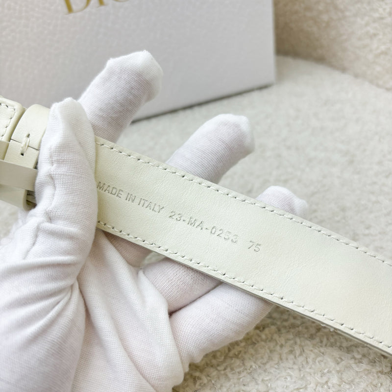 Dior 30 Montaigne Belt in White Cannage Lambskin and GHW Sz 75