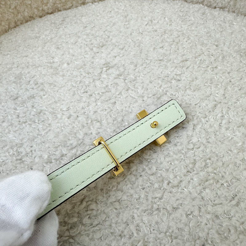Hermes Focus H Belt Buckle and Reversible Belt in Gold Epsom / Vert Fizz Swift 13mm Sz 80