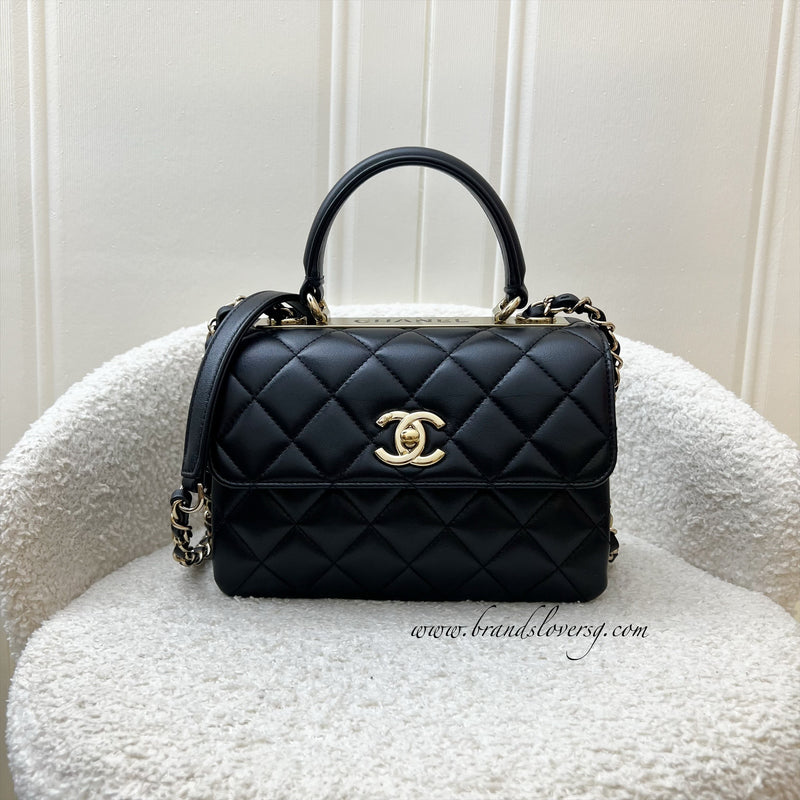 (July 2024 Receipt) Chanel Top Handle Mini Trendy CC Flap in Black Lambskin and LGHW