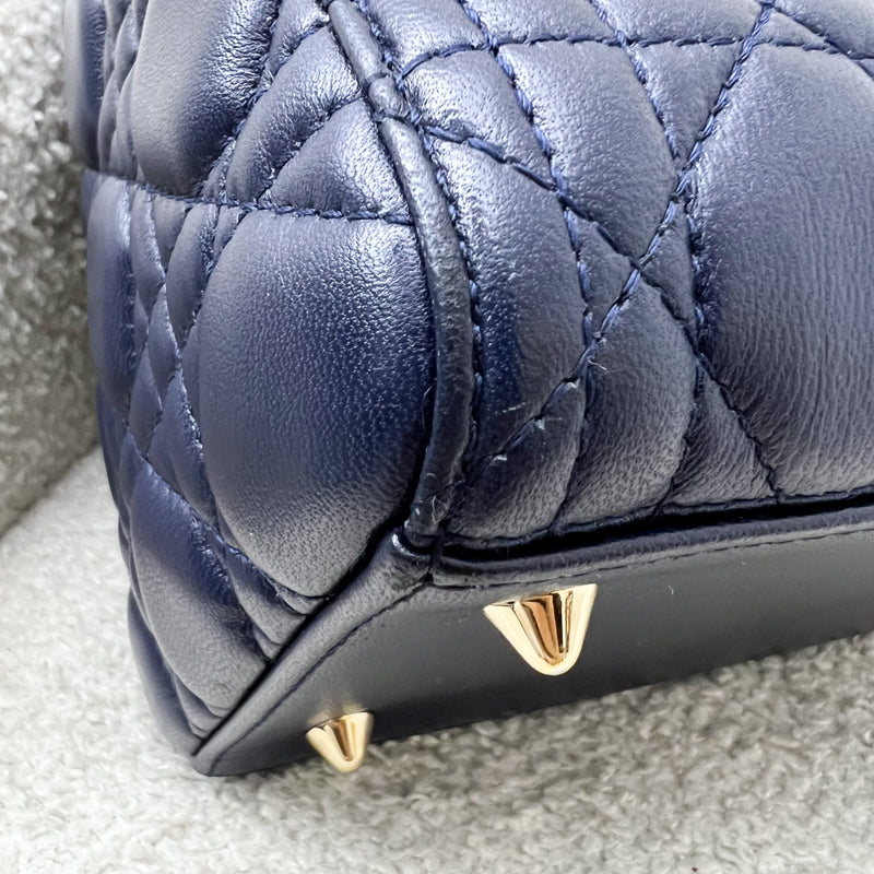 Dior Medium Lady Dior in Navy Lambskin and LGHW (Newer Version with Adjustable Strap)