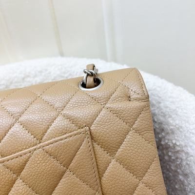 Chanel Medium Classic Flap CF in Beige Caviar and SHW