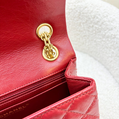 Chanel Classic 2.55 Reissue Mini Flap in Red Distressed Calfskin and AGHW