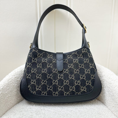 Gucci Jackie 1961 Medium Shoulder Bag in Horsebit Black Denim and Black Leather with GHW