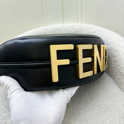 Fendi Medium Fendigraphy Hobo Bag in Black Calfskin and GHW