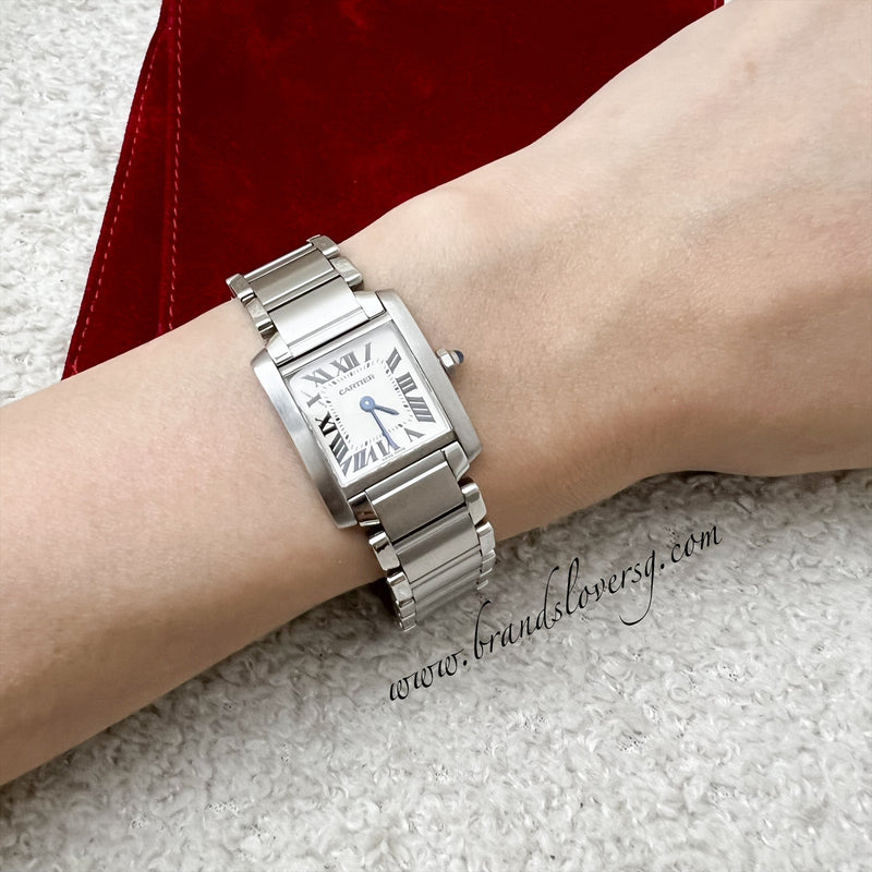 Cartier Small Tank Française Watch in Steel and Quartz Movement (wrist size about 15cm)