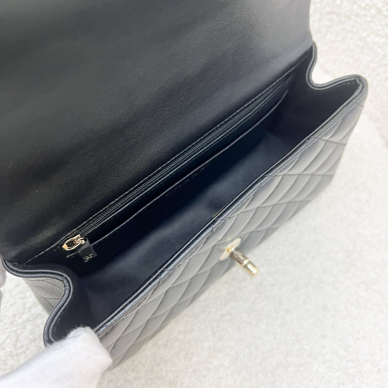 Chanel Top Handle Mini Rectangle Flap in Black Lambskin and LGHW