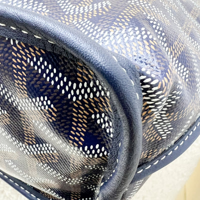 Goyard Mini Anjou Tote in Navy Goyardine Canvas with Navy Trim