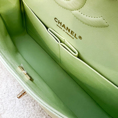 Chanel Medium Classic Flap CF in 22C Apple Green Caviar and LGHW