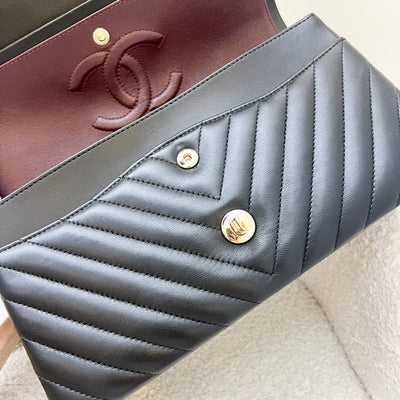 Chanel Medium Classic Flap CF in Chevron Quilted Black Lambskin and LGHW