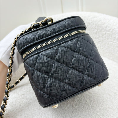 Chanel 22S Top Handle Vanity Case with Chain in Black Caviar LGHW