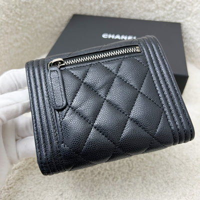 Chanel Boy Small Compact Wallet in Black Caviar and RHW