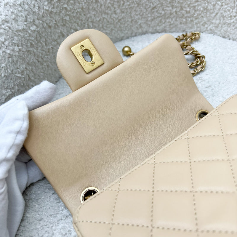 Chanel Pearl Crush Mini Square Flap in 22C Beige Lambskin AGHW