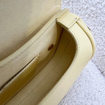 Dior Bobby East West Bag in Pale Yellow Calfskin and AGHW (With Additional Dior Canvas Strap)