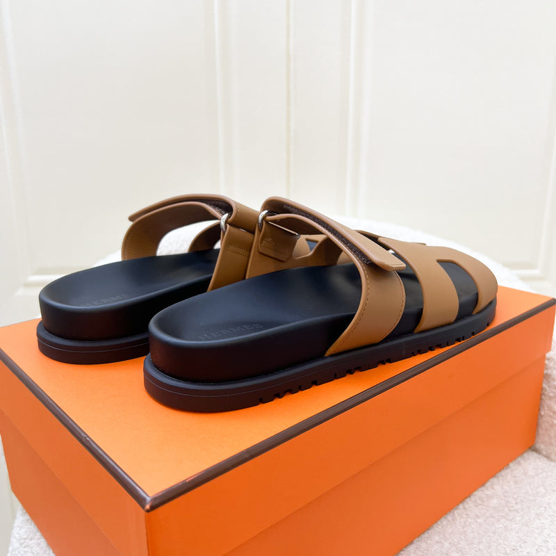 Hermes Chypre Sandals in Naturel Calfskin Size 36