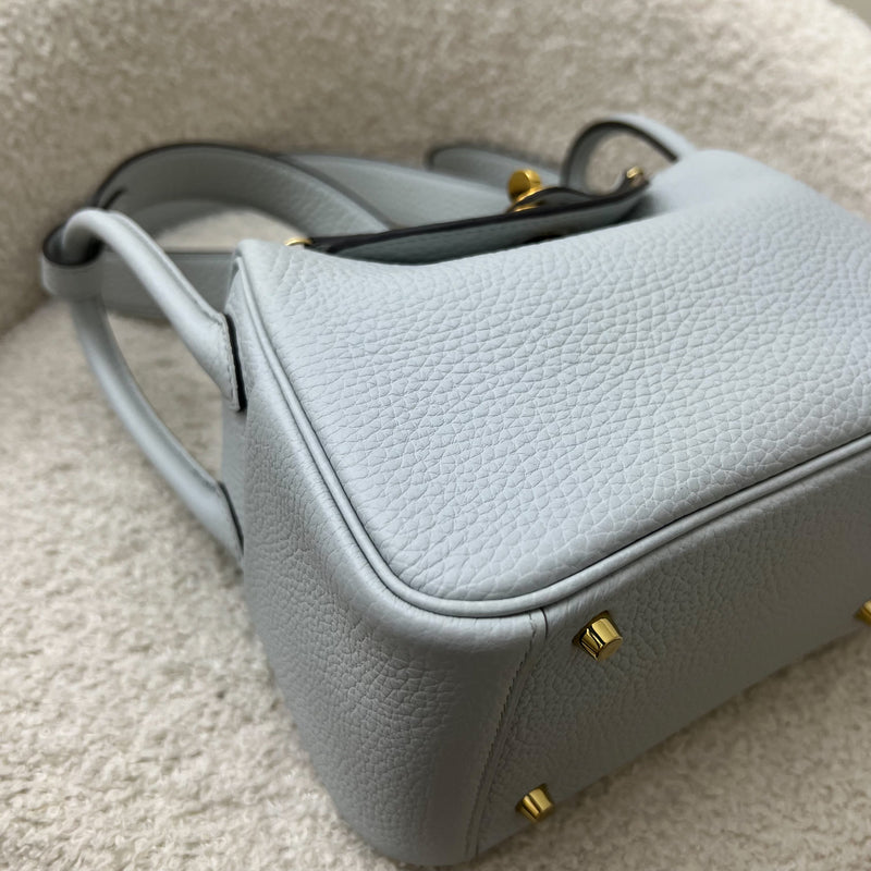 Hermes Mini Lindy in Bleu Pale Clemence Leather and GHW