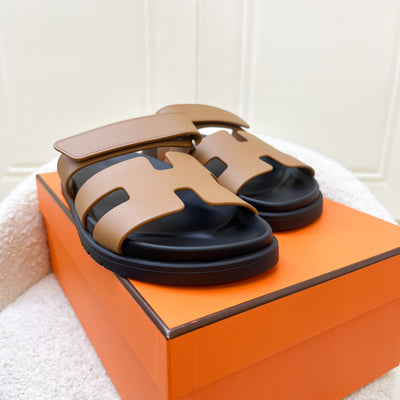 Hermes Chypre Sandals in Naturel Calfskin Size 36