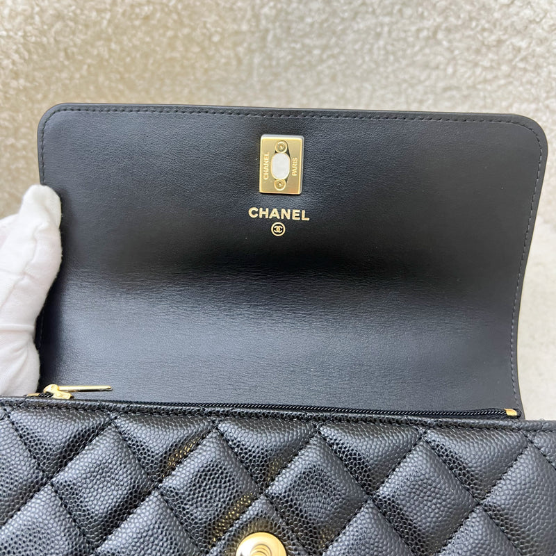 Chanel 23S Classic Flap Charm Wallet on Chain WOC in Black Caviar and GHW