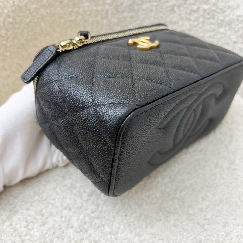 Chanel 23P Heart Adjustable Chain Vanity in Black Caviar and AGHW