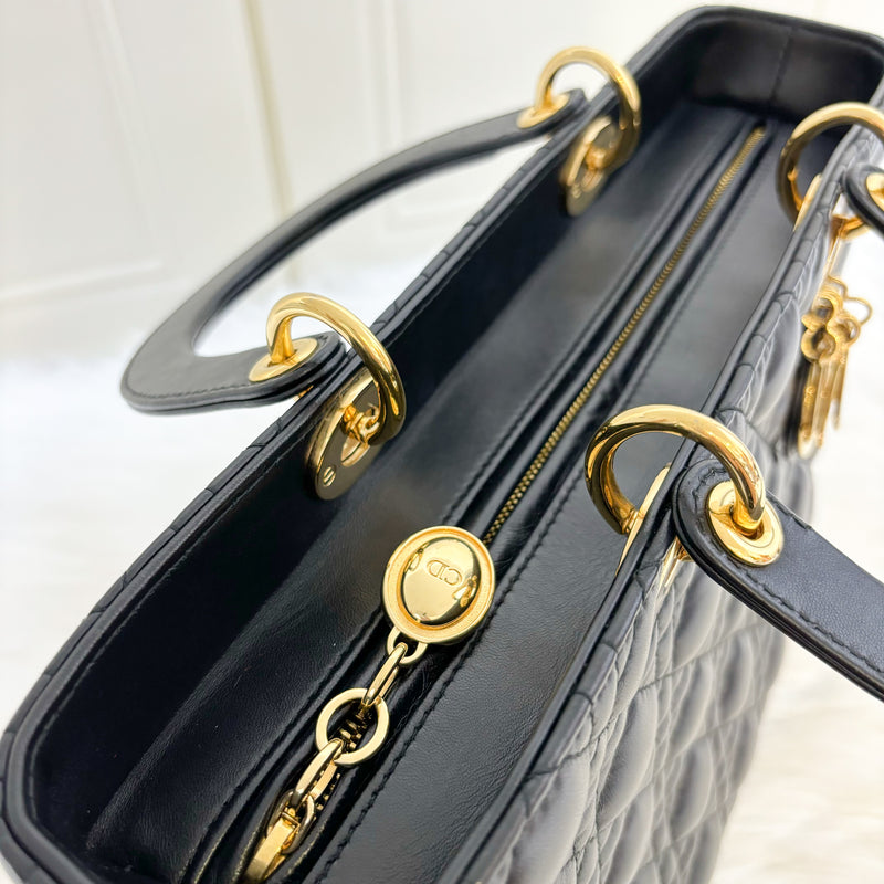 Dior Large Lady Dior in Black Lambskin and GHW