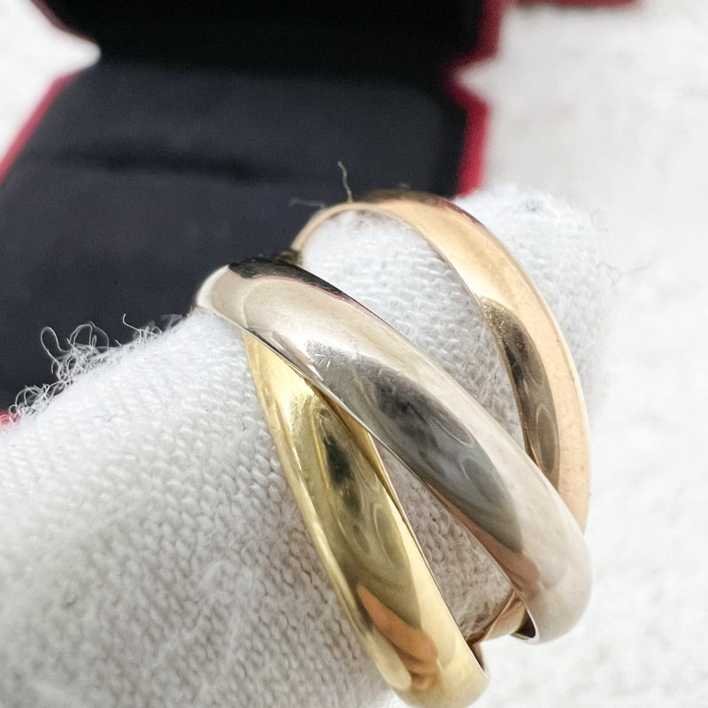 Cartier Trinity Ring in 18K Yellow Gold, White Gold and Rose Gold Sz 50