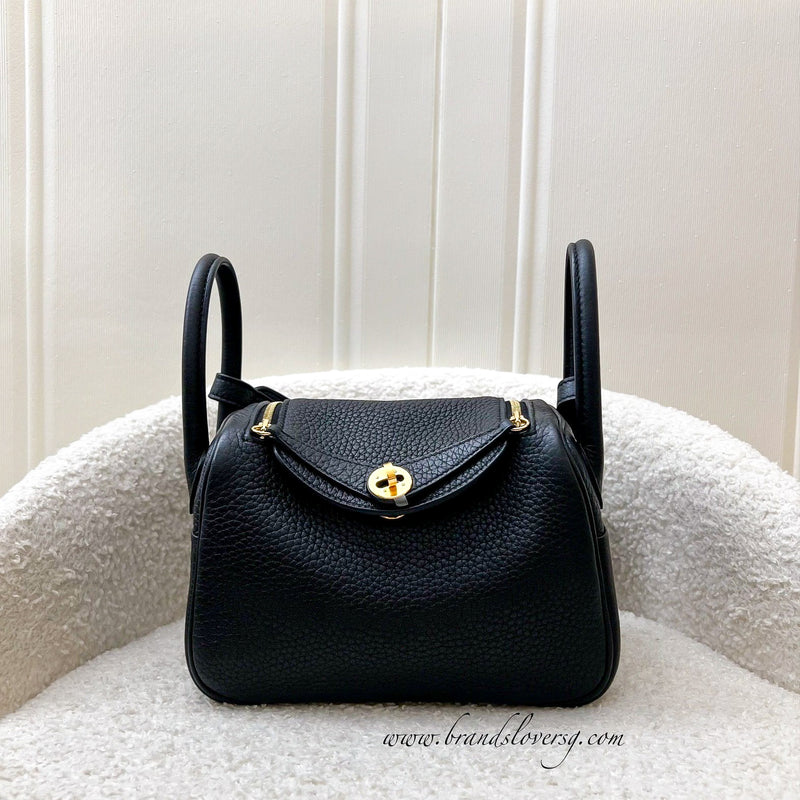 Hermes Mini Lindy in Noir Black Clemence Leather and GHW