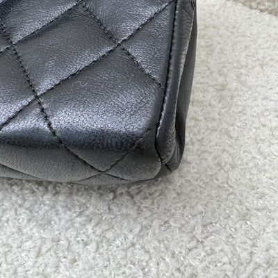 Chanel Vintage XL CC Logo Pushlock Mini Flap Bag in Black Lambskin and GHW