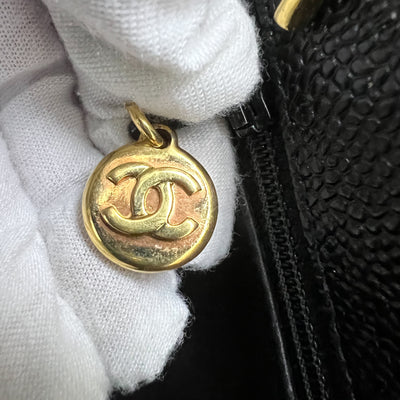 Chanel Vintage Shoulder Bag in Black Caviar and 24K GHW