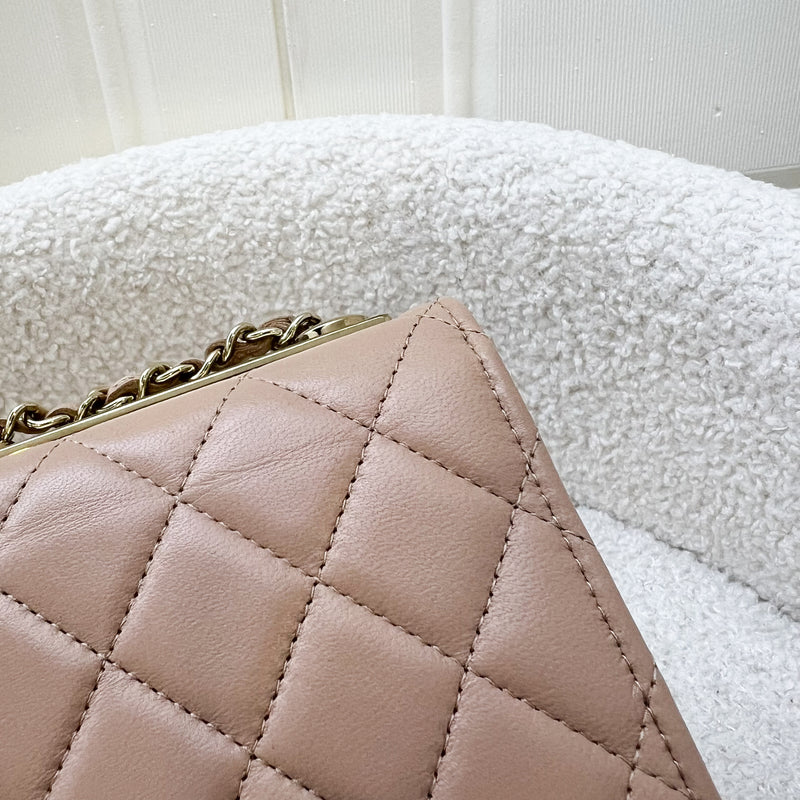 Chanel Trendy CC Micro Bag / Clutch on Chain in Beige Lambskin and LGHW