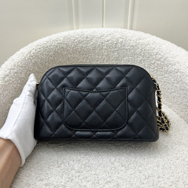 Chanel 24S Medium Pouch / Clutch with Chain in Black Caviar and LGHW